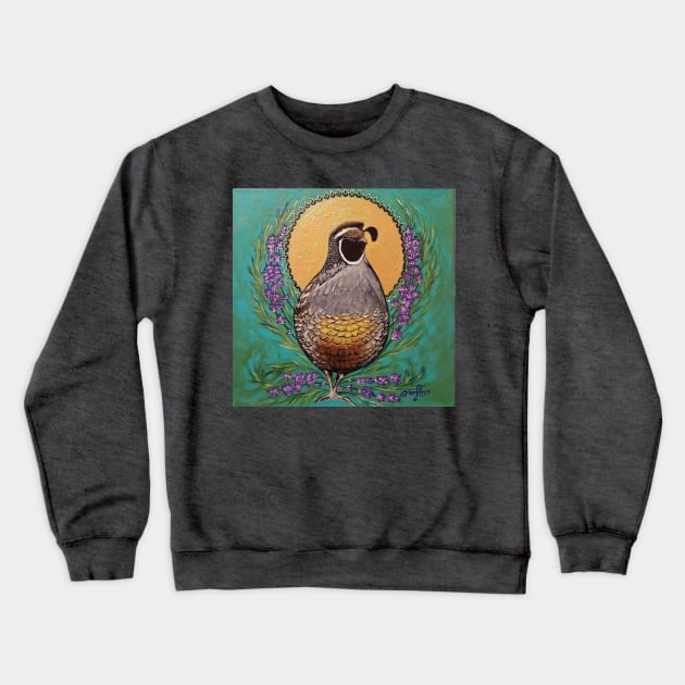 Quail sun lavender painting Crewneck Sweatshirt by StephaniePerryArt